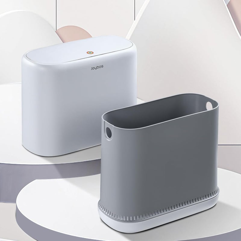 Joybos Bathroom Trash Cans,Adsorption Garbage Can with Press Type Lid,10L Dogproof Slim Plastic Narrow Trash Bin,3 Gallon Garbage Bin for Home,Office and Narrow Place - Image 3